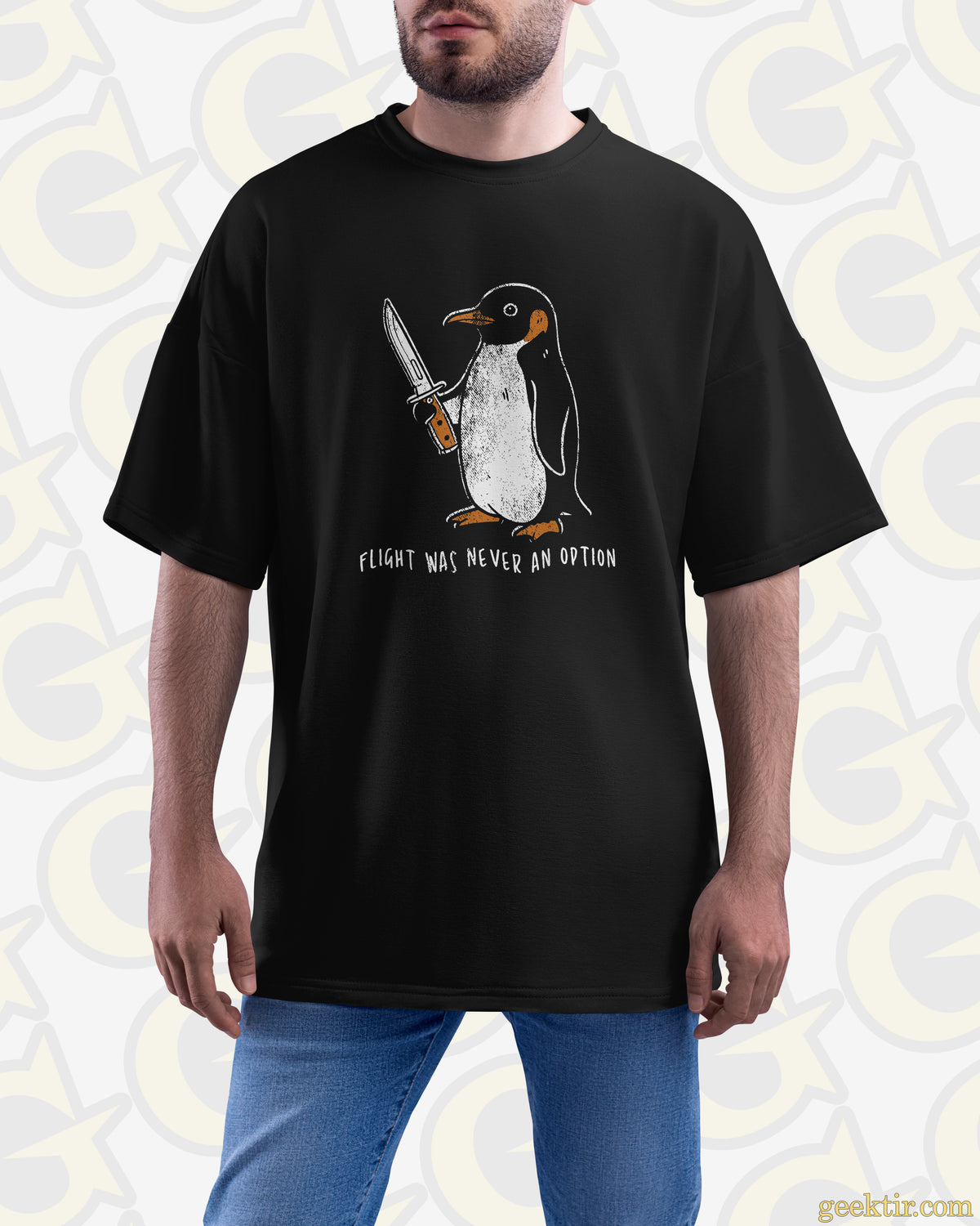 Flight Was Never An Option, Funny Penguin - Oversize Tee