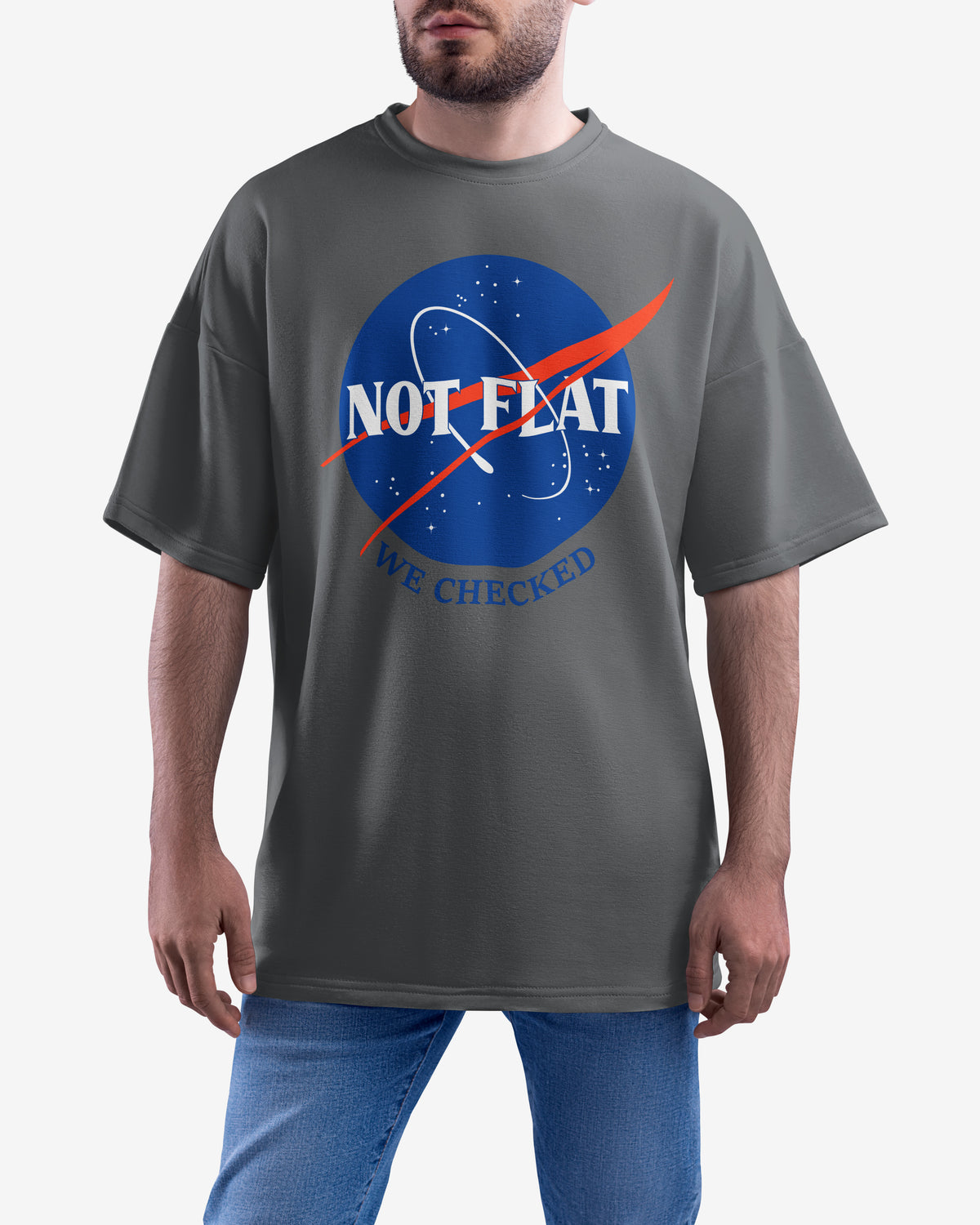 Not Flat, We Checked, NASA Parody - Oversize Tee