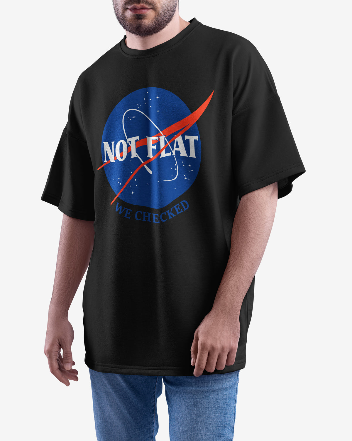 Not Flat, We Checked, NASA Parody - Oversize Tee