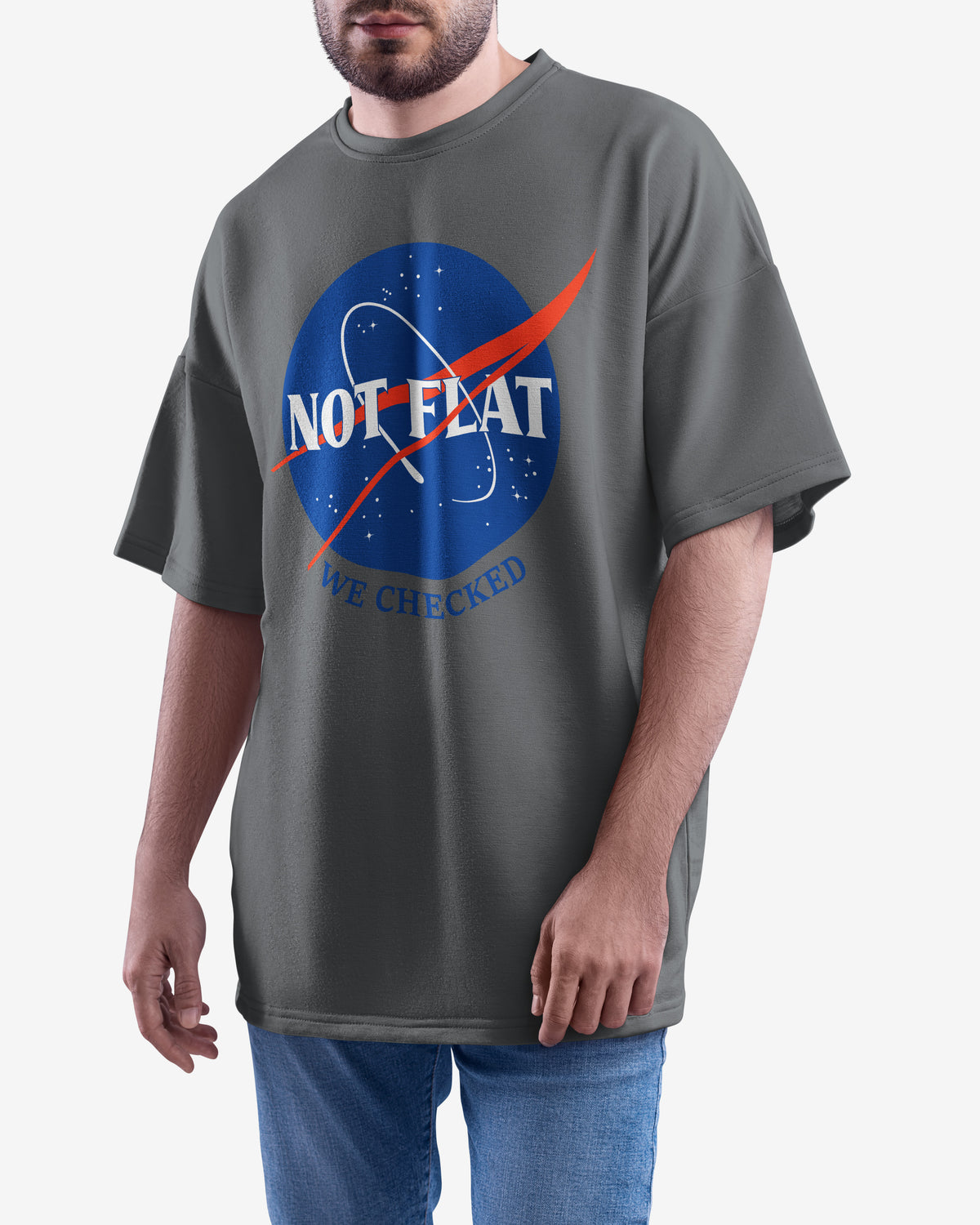 Not Flat, We Checked, NASA Parody - Oversize Tee