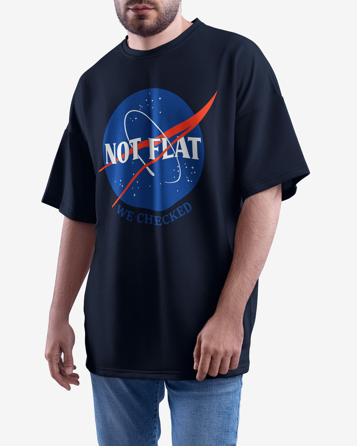 Not Flat, We Checked, NASA Parody - Oversize Tee