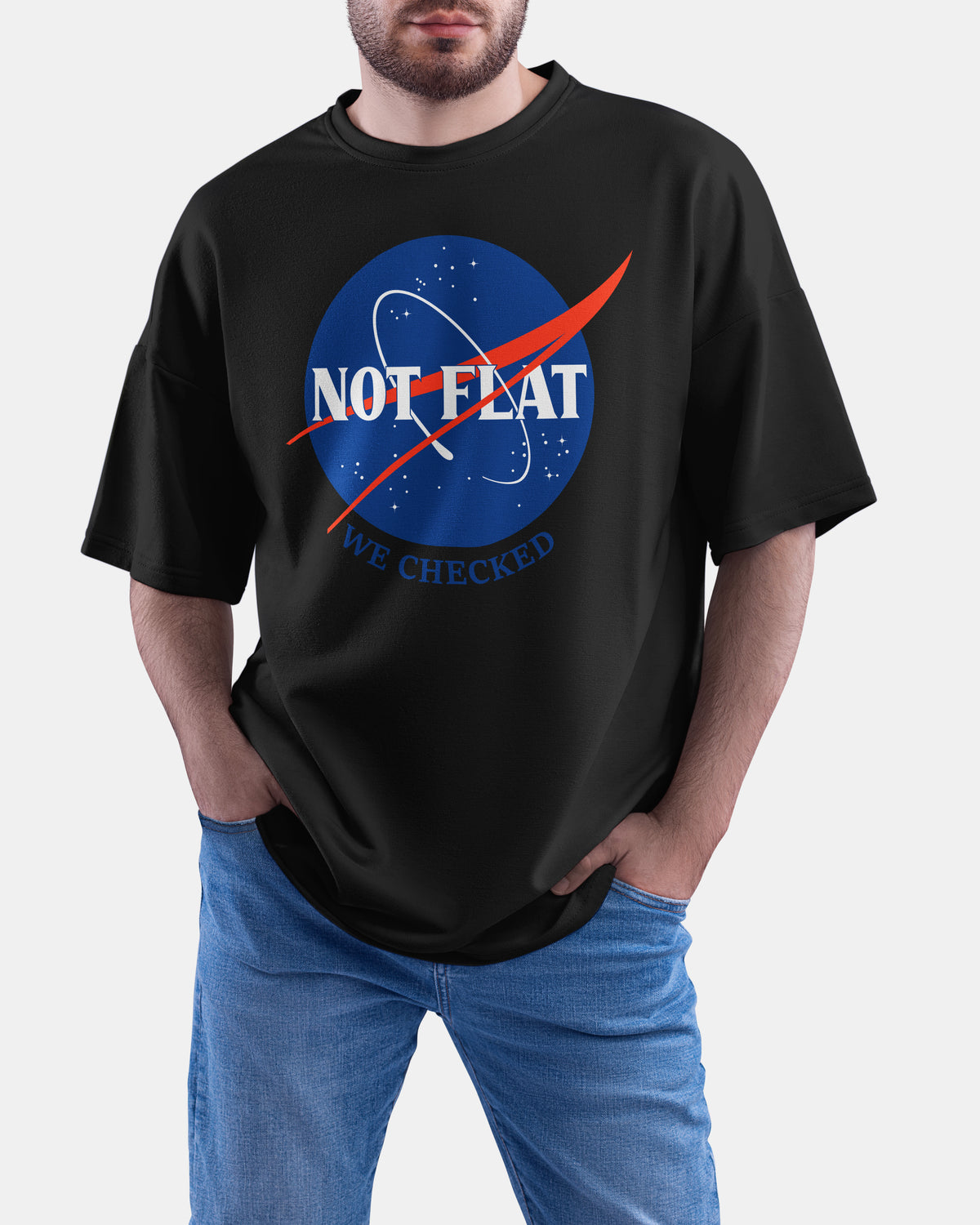 Not Flat, We Checked, NASA Parody - Oversize Tee