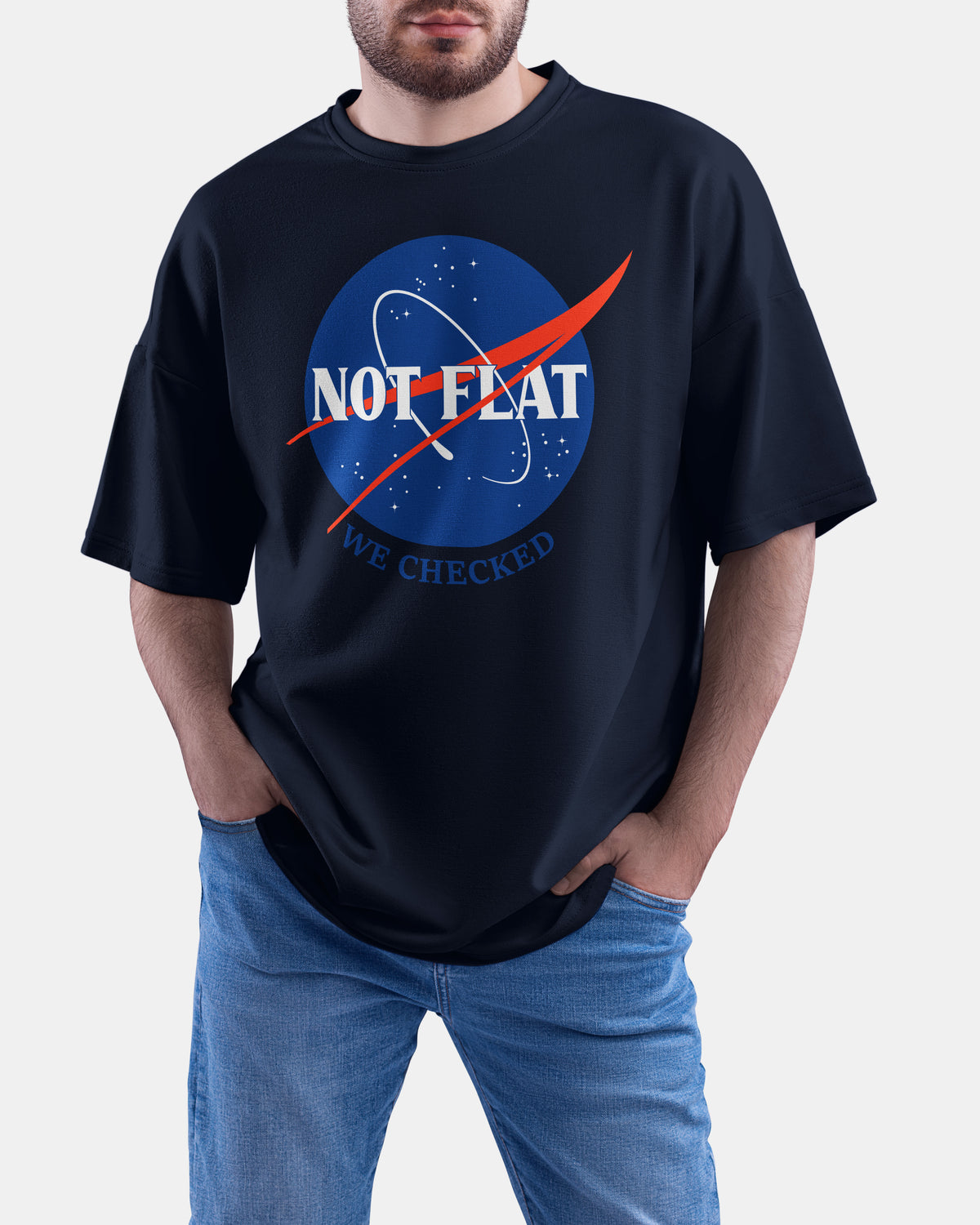 Not Flat, We Checked, NASA Parody - Oversize Tee