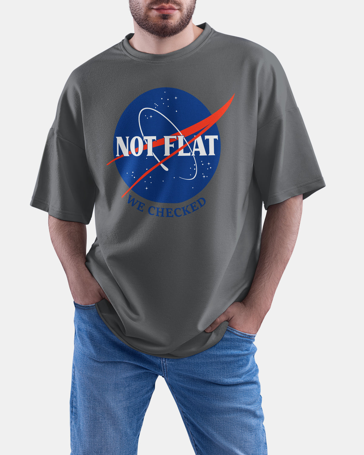 Not Flat, We Checked, NASA Parody - Oversize Tee