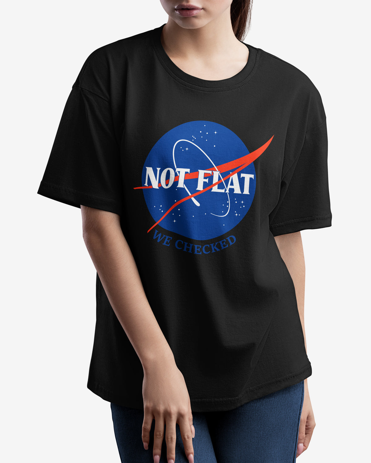 Not Flat, We Checked, NASA Parody - Oversize Tee