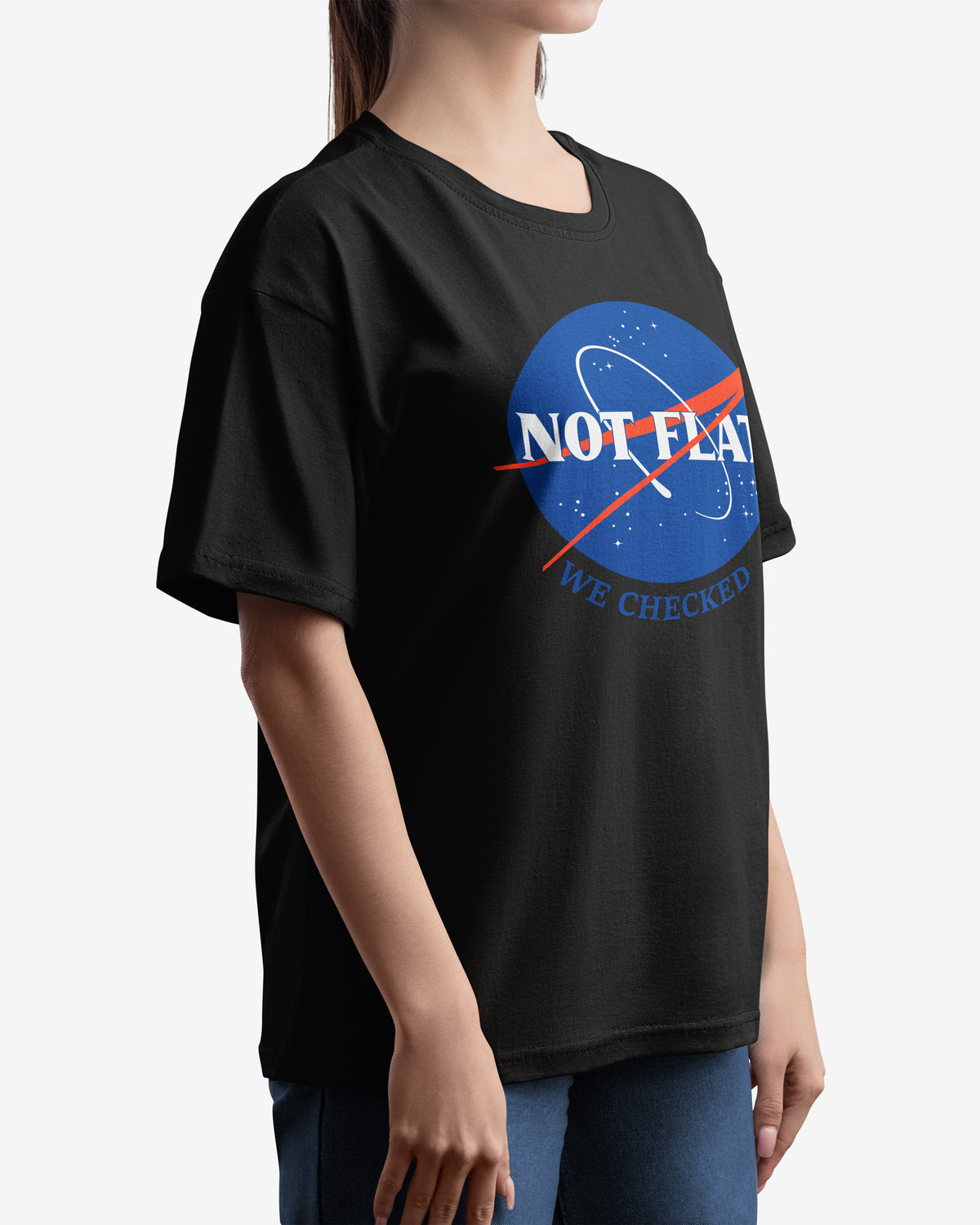 Not Flat, We Checked, NASA Parody - Oversize Tee