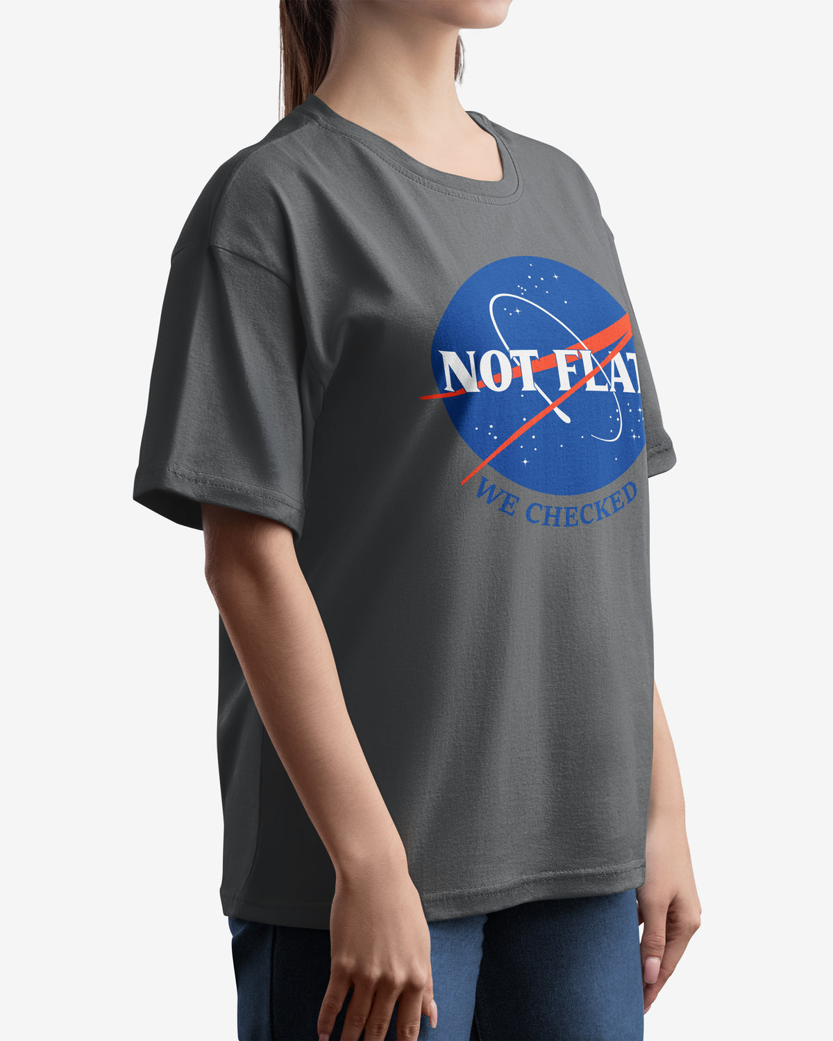Not Flat, We Checked, NASA Parody - Oversize Tee